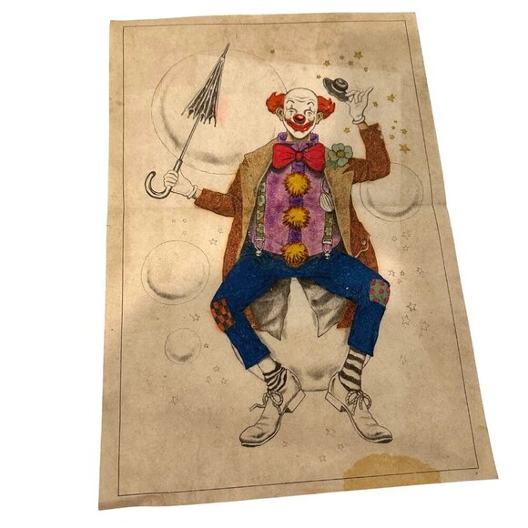 Vintage 1989 Tri-Chem Clown & Bubbles Fabric Painting Chart 7236 Glitter Accents - Picture 3 of 16